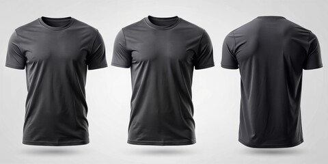 Minimalist Black T-Shirt Showcase Clean, Stylish Apparel Mockup for Designers and Online Stores with Soft Lighting on Grey Background