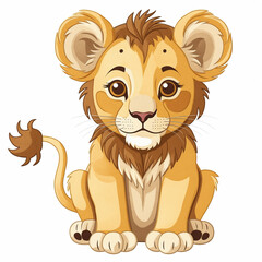 cute lion cub on white background, applique for children's t-shirts