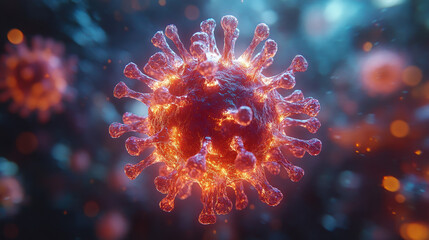 Fototapeta premium A detailed microscopic illustration of a virus, emphasizing health awareness and scientific research.