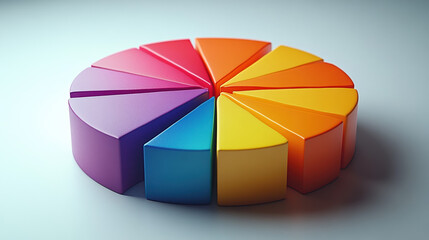 Obraz premium 3D pie chart representing data representation and analysis in a colorful format.