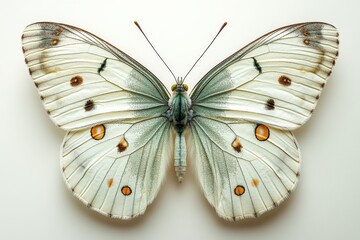 green-veined white butterfly with pale white wings veined in soft green lines