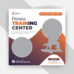 Unique Fitness training center and strong fitness build social media post template