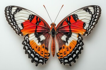 Naklejka premium red lacewing butterfly with bright red, white, and black patterned wings