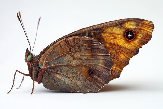 leafwing butterfly with wings shaped like leaves, blending soft brown and green 