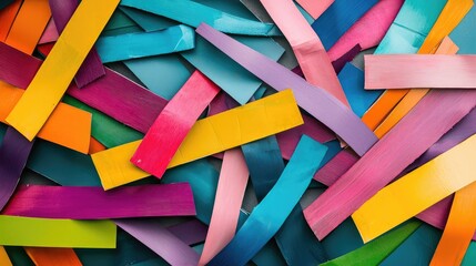 Colorful Tape Strips in Artistic Arrangement