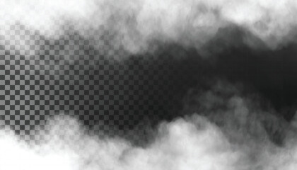 PSD Fog or smoke isolated transparent background. White cloudiness, mist, smog, dust, vapor PNG © Akshay