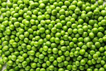 Fresh Green Peas in Isolation on Pure White Background - Aerial View