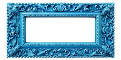 Ornate Blue Picture Frame with Intricate Design, Picture Frame, Blue Frame