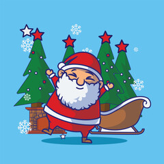 Santa Claus Christmas character icon illustration vector