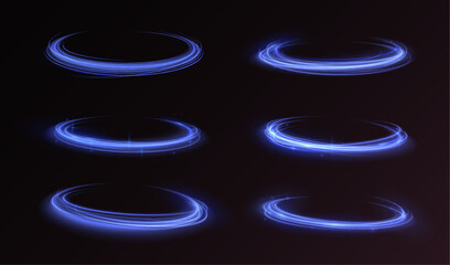 Wavy transparent curved lines in the form of the movement of sound waves in a set of different shapes of whirlpool. Expressway, the effect of car headlights.