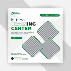 Unique Fitness training center and strong fitness build social media post template