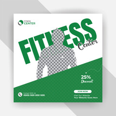 Fitness GYM center Yoga Training social media post design template