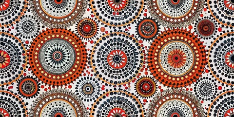 Abstract Circular Mandala Pattern with Black and Orange Circles, Mandala, Pattern