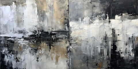 Abstract Grey and Black Acrylic Painting on Canvas, Abstract Art, Modern Art