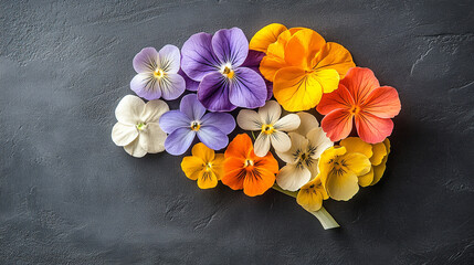brain shaped like flowers, symbolizing creativity and growth, set against a soft, empty background that emphasizes the beauty of thought and the potential of ideas