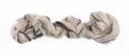 skein of gray wool isolated on white background
