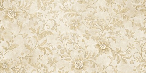 Beige Floral Pattern with Intricate Foliage, Vintage , Floral Pattern