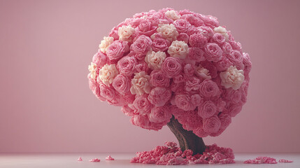 brain shaped like flowers, symbolizing creativity and growth, set against a soft, empty background that emphasizes the beauty of thought and the potential of ideas