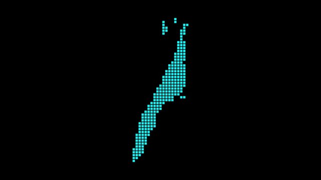 Cebu digital map. Map of Cebu in dotted style. Shape of the island filled with rectangles.