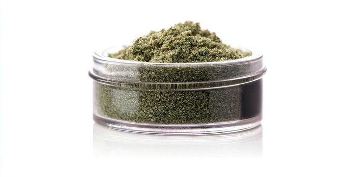 transparent jar of THC kief