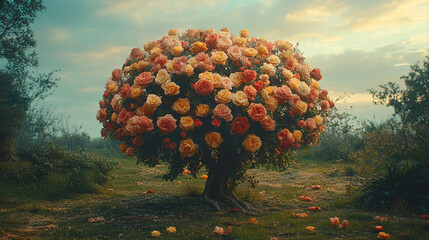 brain shaped like flowers, symbolizing creativity and growth, set against a soft, empty background that emphasizes the beauty of thought and the potential of ideas