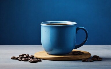 Blue coffee mug with blue monday background