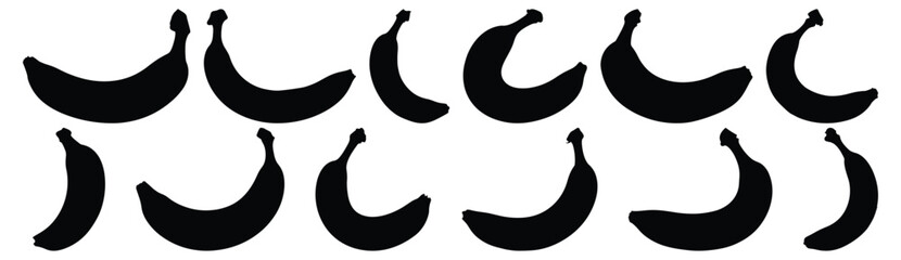 Banana silhouette set vector design big pack of banana illustration and icon