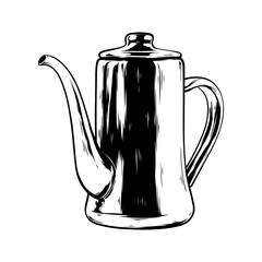 vector line art drawing illustration of teapot