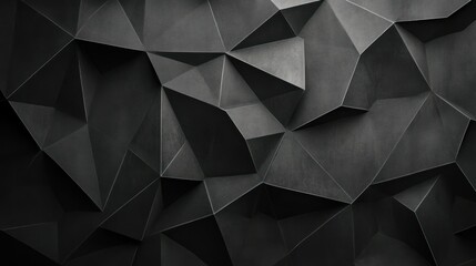 Obraz premium Abstract black polygonal background with a 3D textured surface.