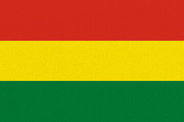 national flag of Bolivia. Bolivian State flag on fabric texture