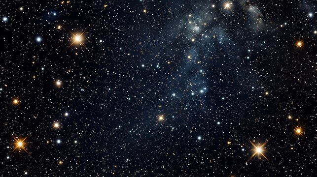 Astronomical View of Dense Star Field in Deep Space, Wide Composition Filled with Countless Stars of Varying Brightness Against Dark Background