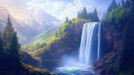 waterfall in the mountains
