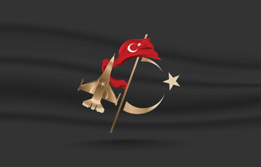 Turkish flag and Warplane. Türkiye is always brave in war