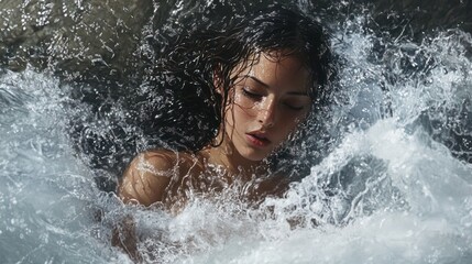 Obraz premium woman in a waterfall