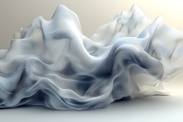 Obraz premium Flowing abstract waves of white and gray fabric.