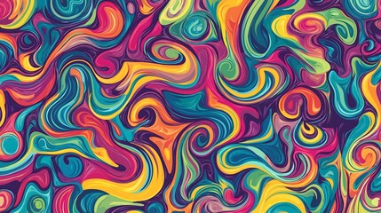 Obraz premium Groovy hippie 70s backgrounds with swirling waves
