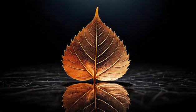 birke blatt pflanzen baumarten blatt herbst isoliert schwarz dunkel hintergrund spiegelung effekt hintergrund