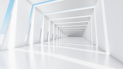 Architecture background geometric arched interior 3d render