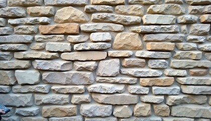 Stone wall texture with rough, uneven stones and mortar