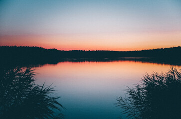 sunset over the lake
