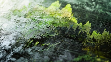 Abstract landscape with vibrant greens and textures, ideal for nature themes.