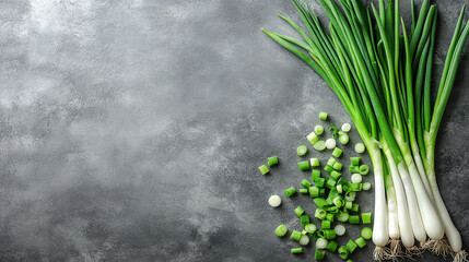 fresh green onions with crisp, bright stalks and lush green tops symbolizes new beginnings, growth, and renewal. Perfect for concepts of health, vitality, and natural freshness