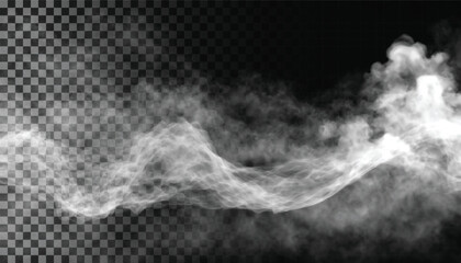 PSD Fog or smoke isolated transparent background. White cloudiness, mist, smog, dust, vapor PNG © Akshay