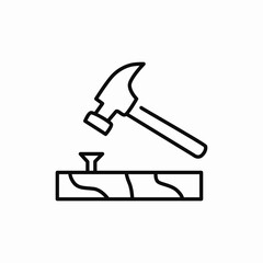 hammer hitting nail icon sign vector