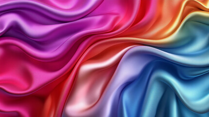 Obraz premium Vibrant multicolored silk fabric with flowing folds