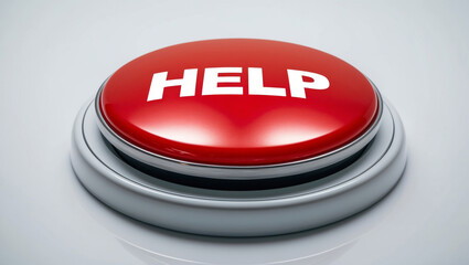 Emergency red help button on white background