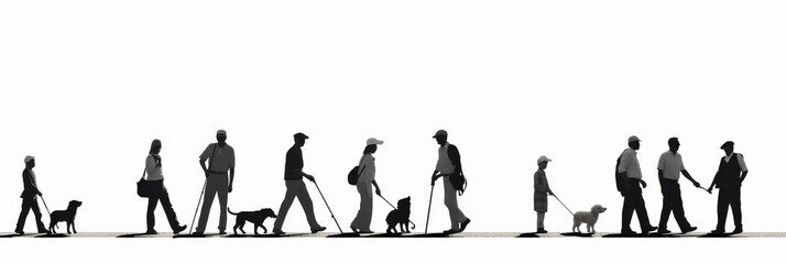 Dynamic silhouettes of active individuals engaged in sports against a crisp white backdrop