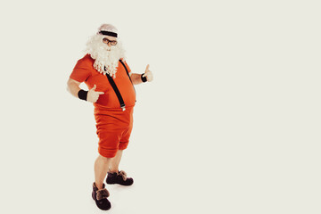 Funny Santa Claus and fitness. Retro style.