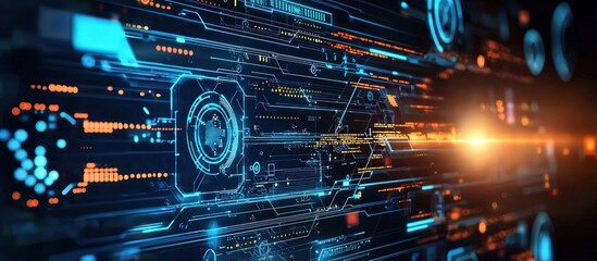 Technology network background with a futuristic digital interface