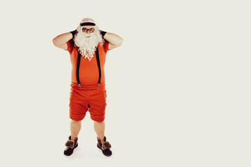 Funny Santa Claus and fitness. Retro style.